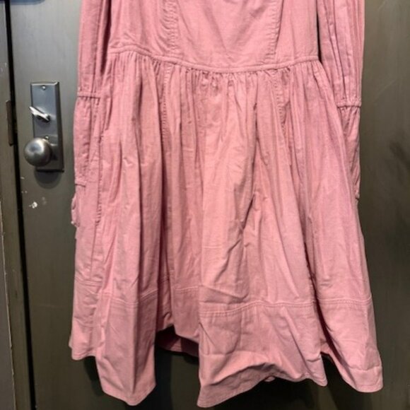 Pilcro Square-Neck Bubble Gum Pink Corduroy Babydoll Mini Dress - Picture 10 of 16